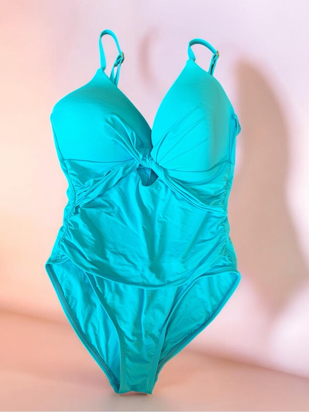 La Blanca ladies Turquoise One-Piece Swimsuit ruched built in bra size 12